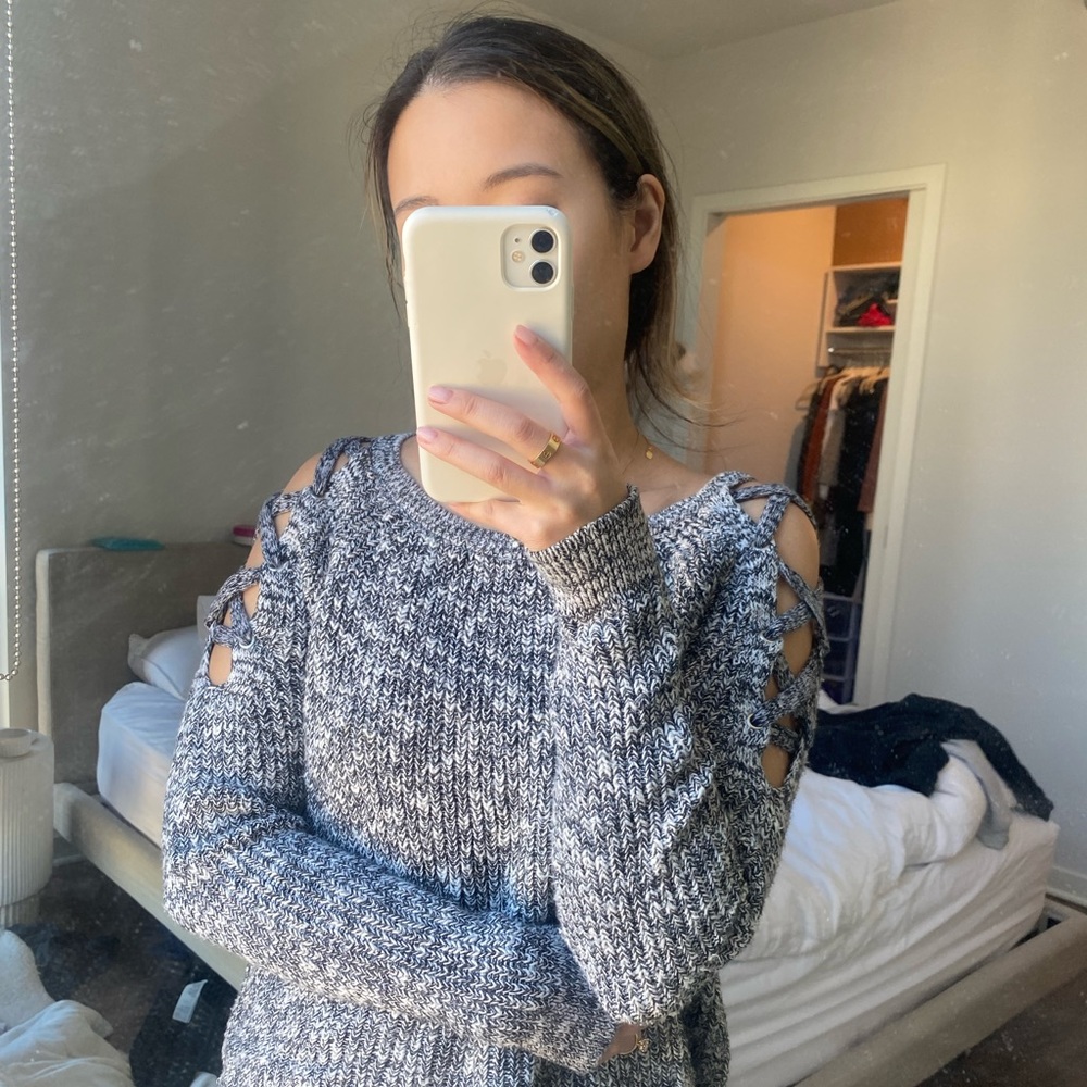 Express sweater with shoulder cutouts